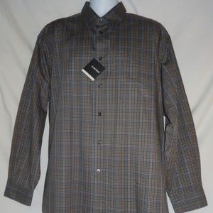 Men's Slates NWT Gray Plaid Cotton Shirt XL